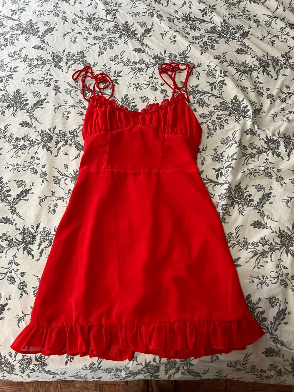 Red Ruffled Slip Dress